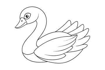 Cute cartoon swan is ready to color in