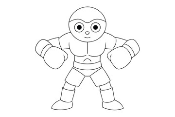 Cartoon boxer in a coloring book style