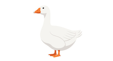 Obraz premium Illustration of a white goose standing tall with orange beak and feet for animal lovers and bird watchers
