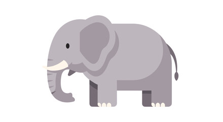 Illustration of a gray elephant with tusks for educational resources and animal themed graphic designs projects