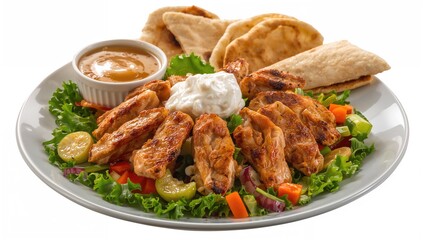 Fototapeta premium Roasted chicken and vegetable pita with a tasty dressing