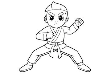 Cartoon karate fighter in fighting stance