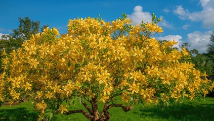 Fototapeta premium Annual flowering of golden shower blossoms