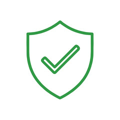 Green shield symbol with checkmark for security concept  