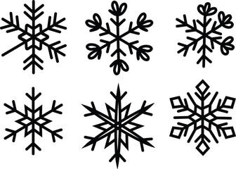 Hand-Drawn Snowflake Doodle Set &ndash; Unique Christmas Winter Line Art Icons