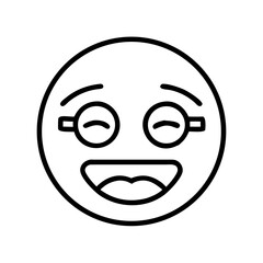Fototapeta premium Happy emoji with glasses expressing joy and laughter concept of vector 