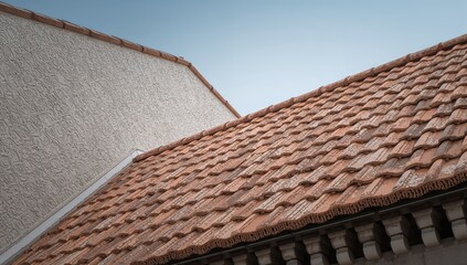 Close-up of Roof Tiles Texture on a Structure