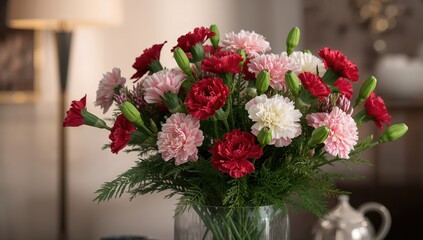 Fresh carnations brightening up a contemporary living space