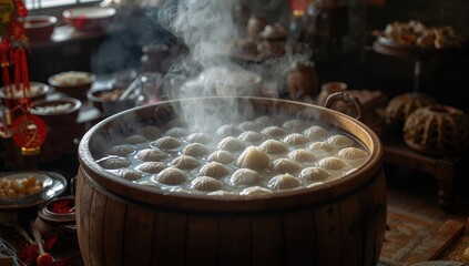 Cooking traditional tangyuan rice dumplings for Winter Solstice celebration, cultural significance