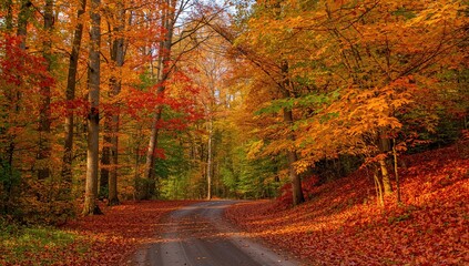 Obraz premium Vibrant autumn leaves in a public garden during the fall season