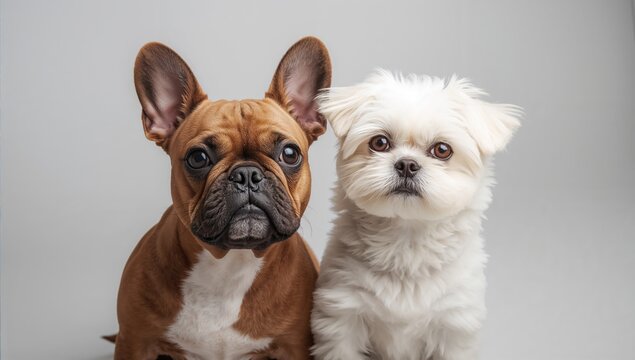 Franklin - French Bulldog and Tink - Maltese, focus on companionship