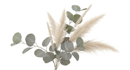 Pampas grass bouquet with eucalyptus leaves