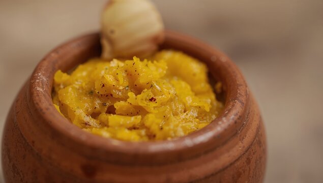 Fresh Ginger and Garlic paste in a ceramic bowl, beneficial cooking ingredient