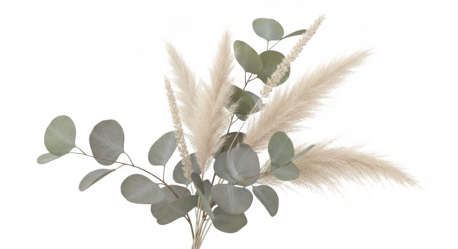 Pampas grass bouquet with eucalyptus leaves