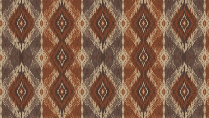Geometric ethnic ikat pattern in traditional design for fabric and wallpaper, suitable for textile applications