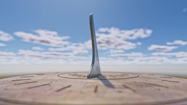 Sundial full day timelapse animation from morning to night, 3d render