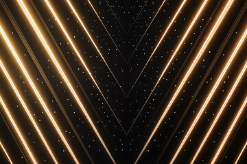 Abstract golden light streaks forming a v shape against a dark sparkly background