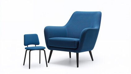 Contemporary textile armchair in blue shades, functional seating for modern interiors