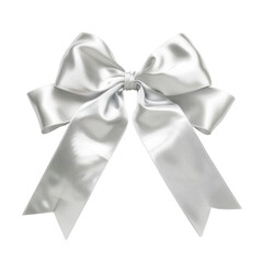 Naklejka premium Elegant white satin bow against a stark black backdrop a symbol of celebration and timeless beauty