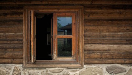 Vintage wooden window in a desert setting