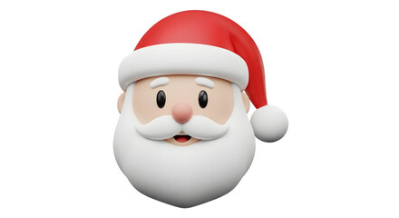 Cute cartoon santa claus face, isolated on transparent background