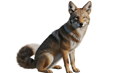 Fototapeta premium Coyote sitting attentively in a natural environment during daytime