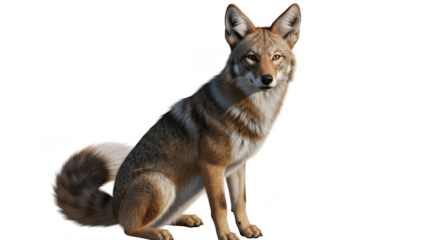 Coyote sitting attentively in a natural environment during daytime