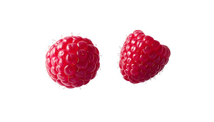 Dual Raspberry Compositions Representing Wild and Garden Berry Freshness – isolated on transparent background