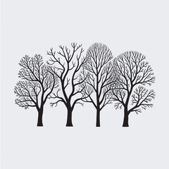 autumn tree silhouette vector illustration