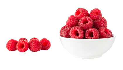 Pair of Fresh Raspberries Displaying Juicy Red Texture – isolated on transparent background