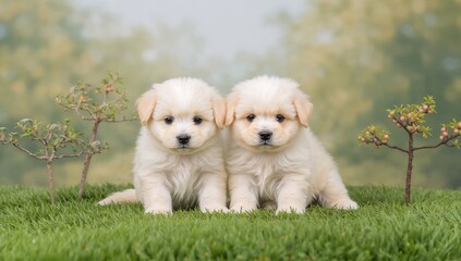 Adorable small puppies, playful companionship