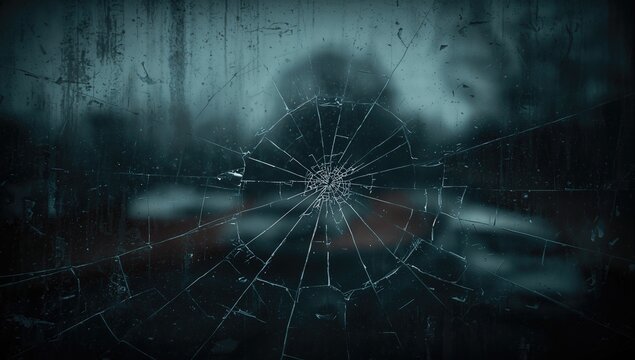 Fractured overlay effect on a defocused screen with cracks and scratches, ideal for photo editing backgrounds