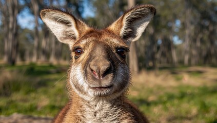 Close-Up Portrait of a Kangaroo in Nature
