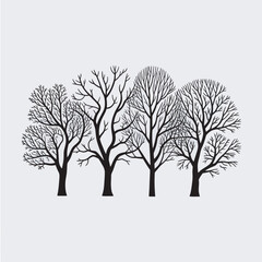 vector tree silhouette with leaves