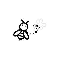 Obraz premium Adorable Cartoon Bee with Delicate Flower and Pollen Trail.
