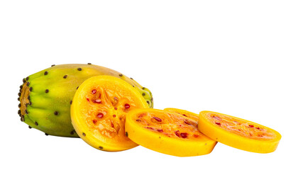 Untair of Whole and Sliced Prickly Pears Displaying Vibrant Desert Fruit – isolated on transparent background
