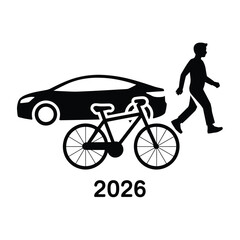 Fototapeta premium Sustainable Transport Icons Green Lifestyle 2026 Silhouette
