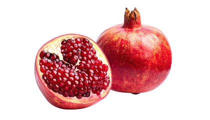 Dual Pomegranate Compositions Representing Exotic Freshness and Vibrant Color – isolated on transparent background