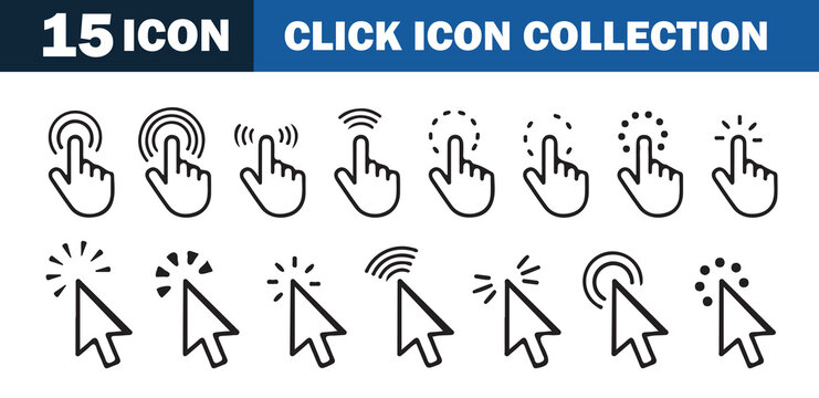Click Gesture and Cursor Icon Pack &ndash; Modern Outline Style for Web an