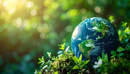 Recycle symbol copy space, Eco friendly earth background. plant