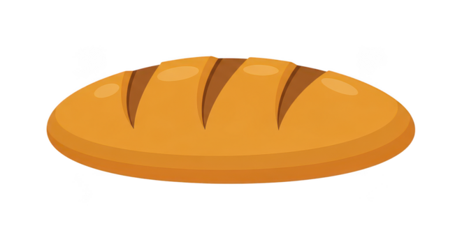Stylized Golden Brown Bread Loaf Vector Illustration