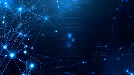 Fototapeta premium Futuristic AI Neural Network Background with Glowing Circuit Lines and Blue Tech Light