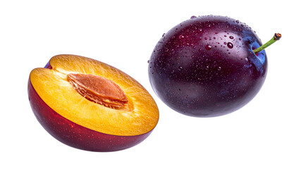 Dual Plum Compositions Representing Stone Fruit Elegance – isolated on transparent background