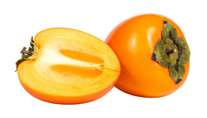 Dual Persimmon Compositions Representing Autumn Fruit and Natural Sweetness – isolated on transparent background
