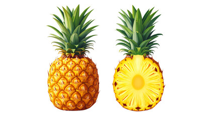  Two Pineapple Fruit Variations – isolated on transparent background