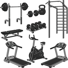 Modern fitness equipment for the ultimate home gym setup to achieve workout goals, including weights, machines, and more for health and wellness routines