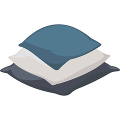 Three Pixel Art Pillows Stacked Neatly In Shades Of Blue Grey And White With A Transparent...