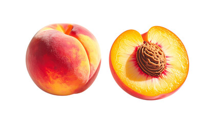 Two Peach Fruit Variations – isolated on transparent background