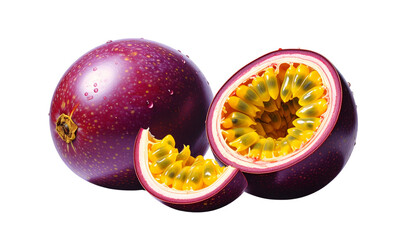 Two Passion Fruit Variations – isolated on transparent background