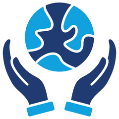 Save The Planet Flat Blue Icon